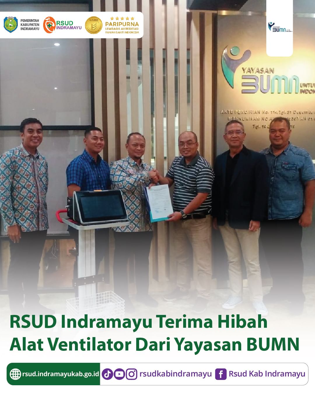 RSUD Indramayu Terima Alat Hibah Ventilator Dari Yayasan BUMN